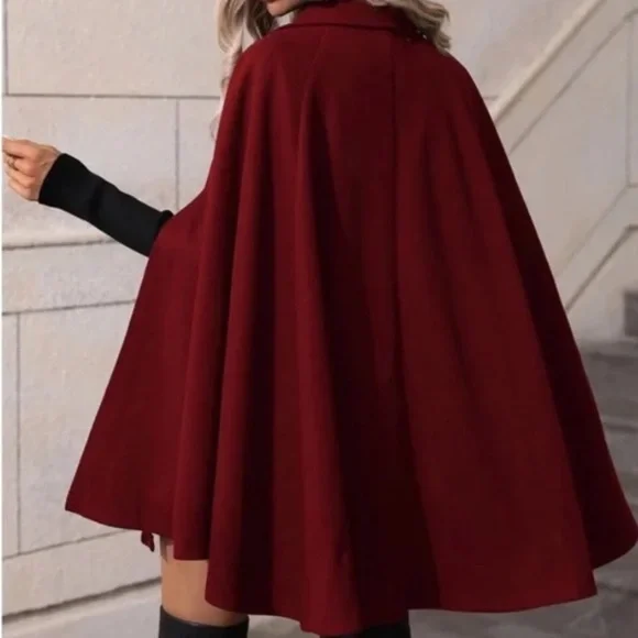 Classic Button Up Double Breasted Cape Jacket - Picture 4 of 16